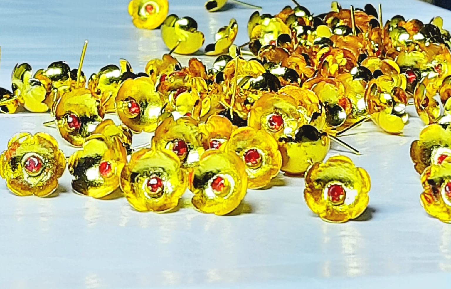 108 Flowers for Pooja Ruby Stone platted with Fine Gold