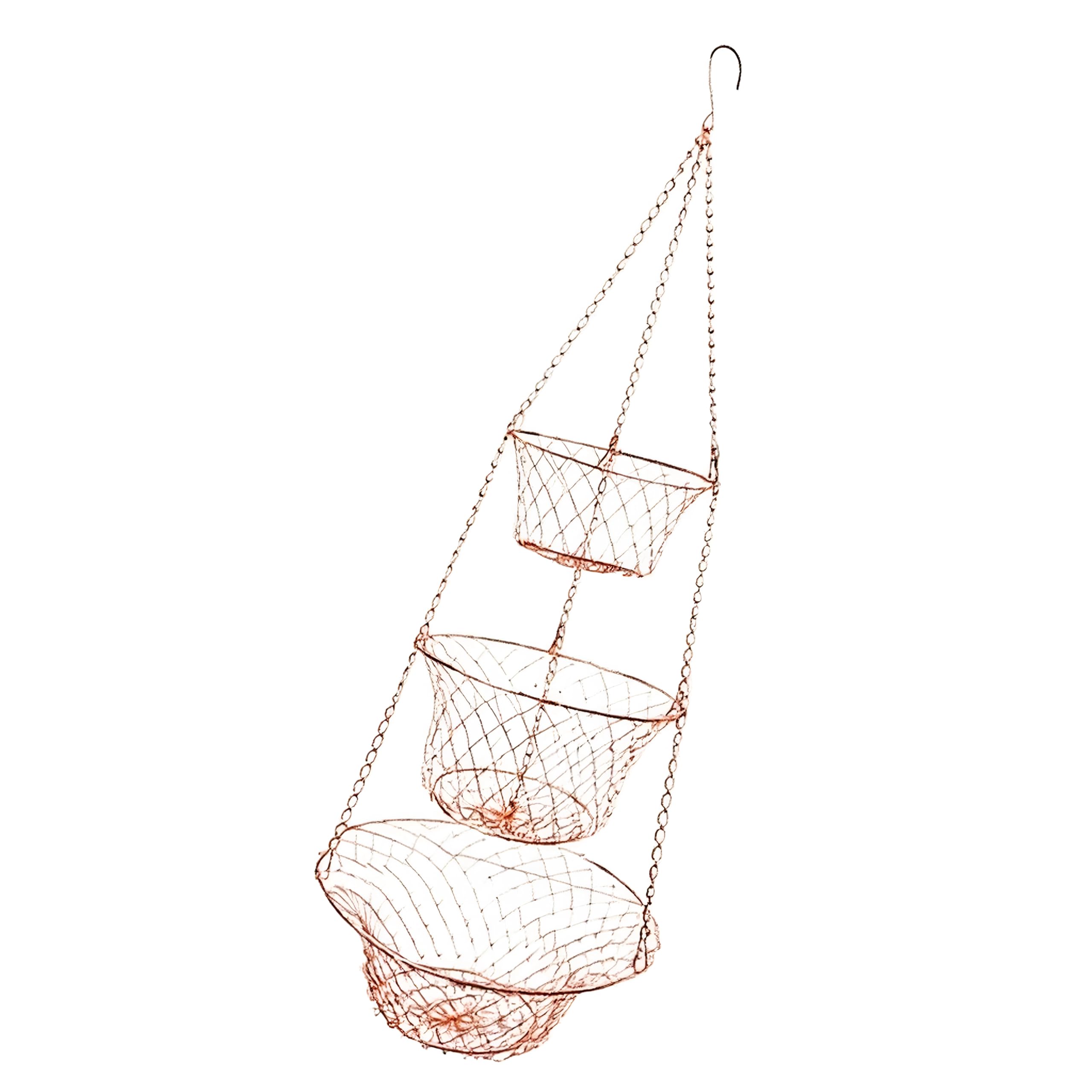 Rustics Metal Rose Floral Fruit Basket Foldable 3 Tiers Organizers for Countertop Tabletop Use Rustproof Metal Basket