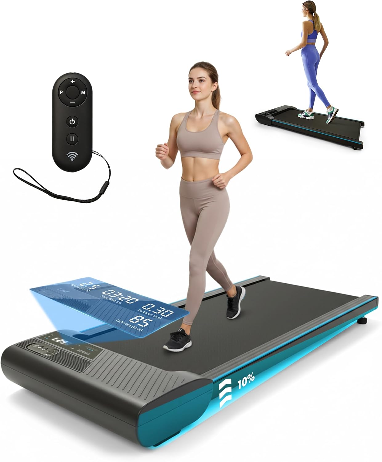 Kayman 3-in-1 Walking Pad Treadmill – Under Desk Electric Treadmill, 10% Incline, 1–6km/h, Running, Walking & Working Modes, 120kg Capacity, Space-Saving, LED Display, Remote, 900×400mm Belt