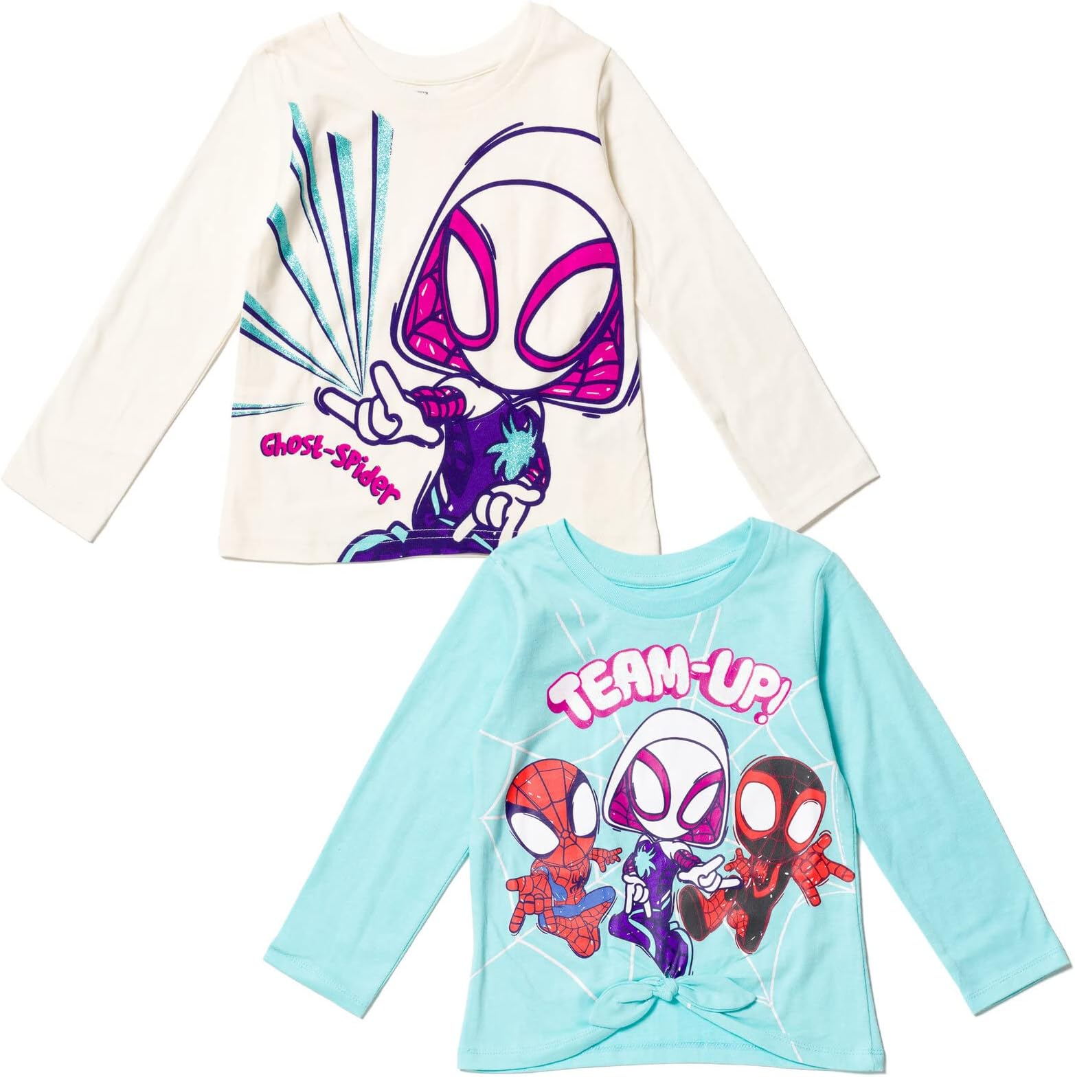 MarvelSpidey and His Amazing Friends Spider-Gwen Ghost Spider Miles Morales Girls 2 Pack T-Shirts Toddler to Little Kid