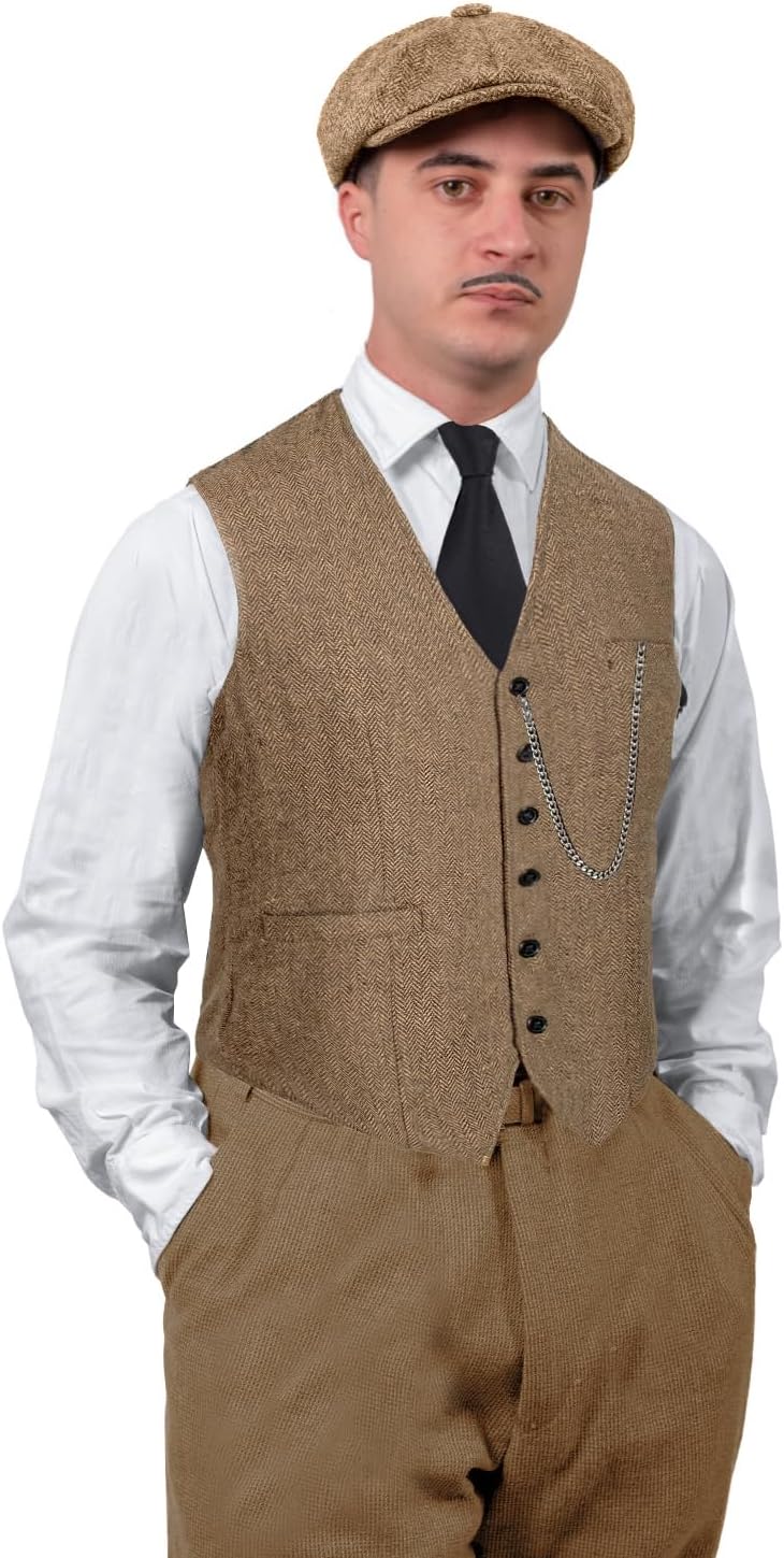 1920s Mens Costume Vest Hat Pocket Watch Accessories Set Adult Party Cosplay - Image 2