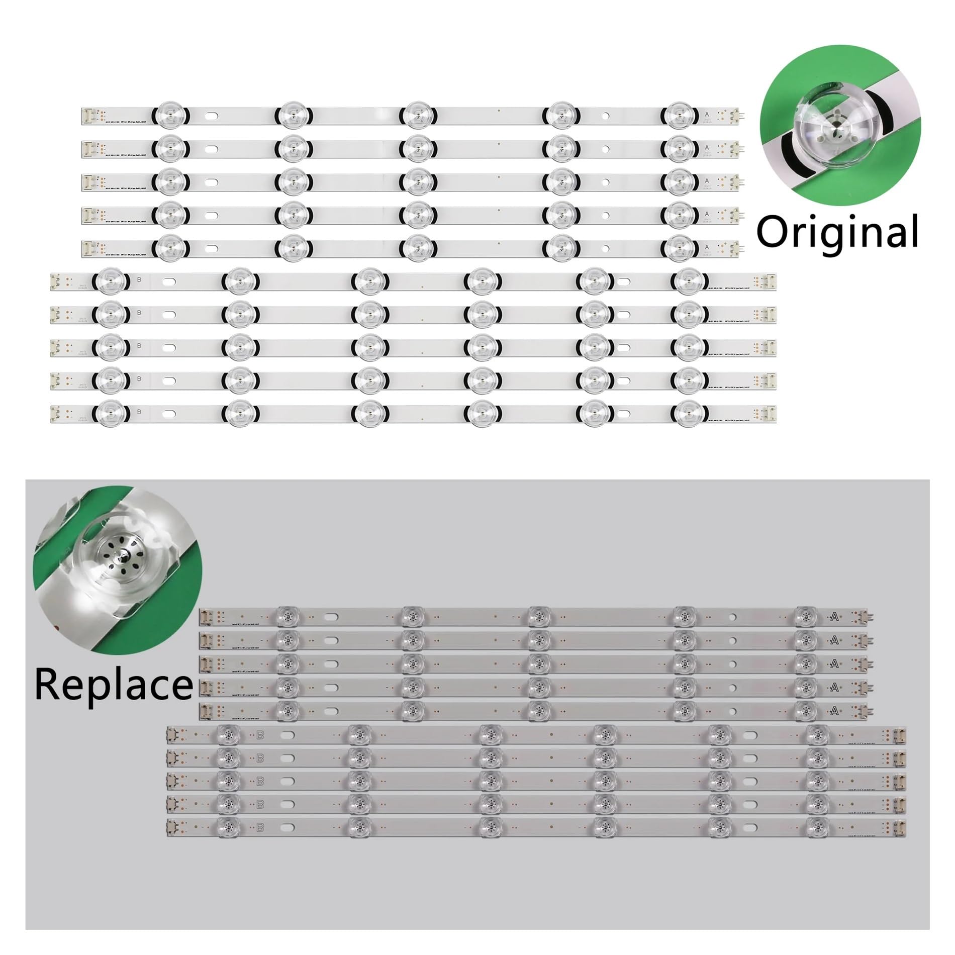 eufeifeiegds 4 kits Led-hintergrundbeleuchtung Streifen for 55LB565V-ZQ LC550DUH LC550DUE FG A1 A2 A3 A4 A5 A6 M1 M2 M3 M4 P1 P2 HC550DUN-VSHS2-11XX 55LB(Original 55LB)