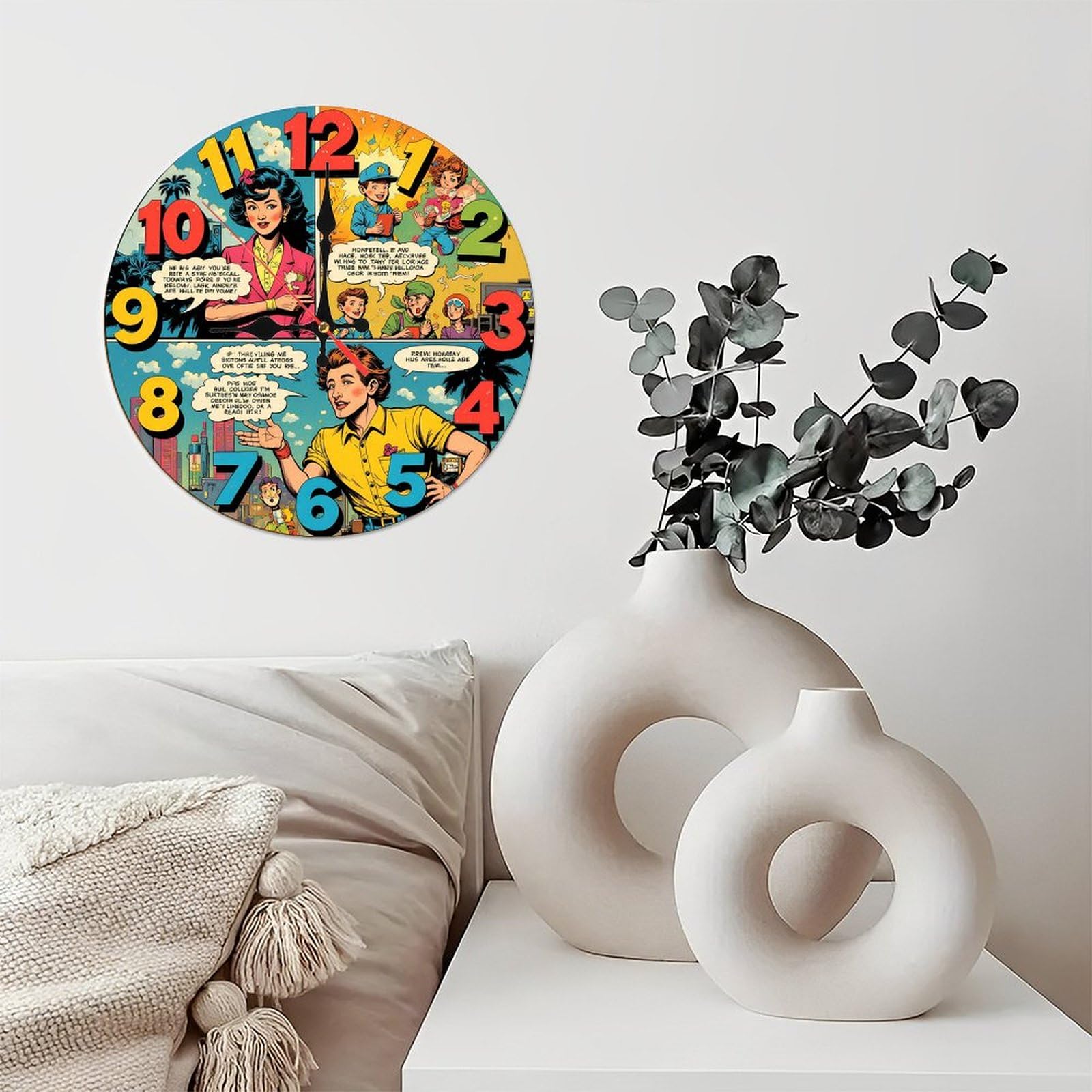 THE CLOCK HOUSE　掛け時計　ポストモダン　レトロポップ Amazon.com: Retro Comic Clock Wall Art Vintage Pop Art Decor 10