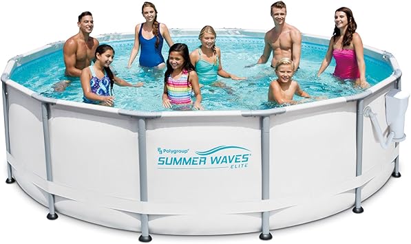 Summer Waves Elite 14 x 42 Premium Frame Above Ground Swimming Pool with Filter Pump System And Deluxe Accessory Set