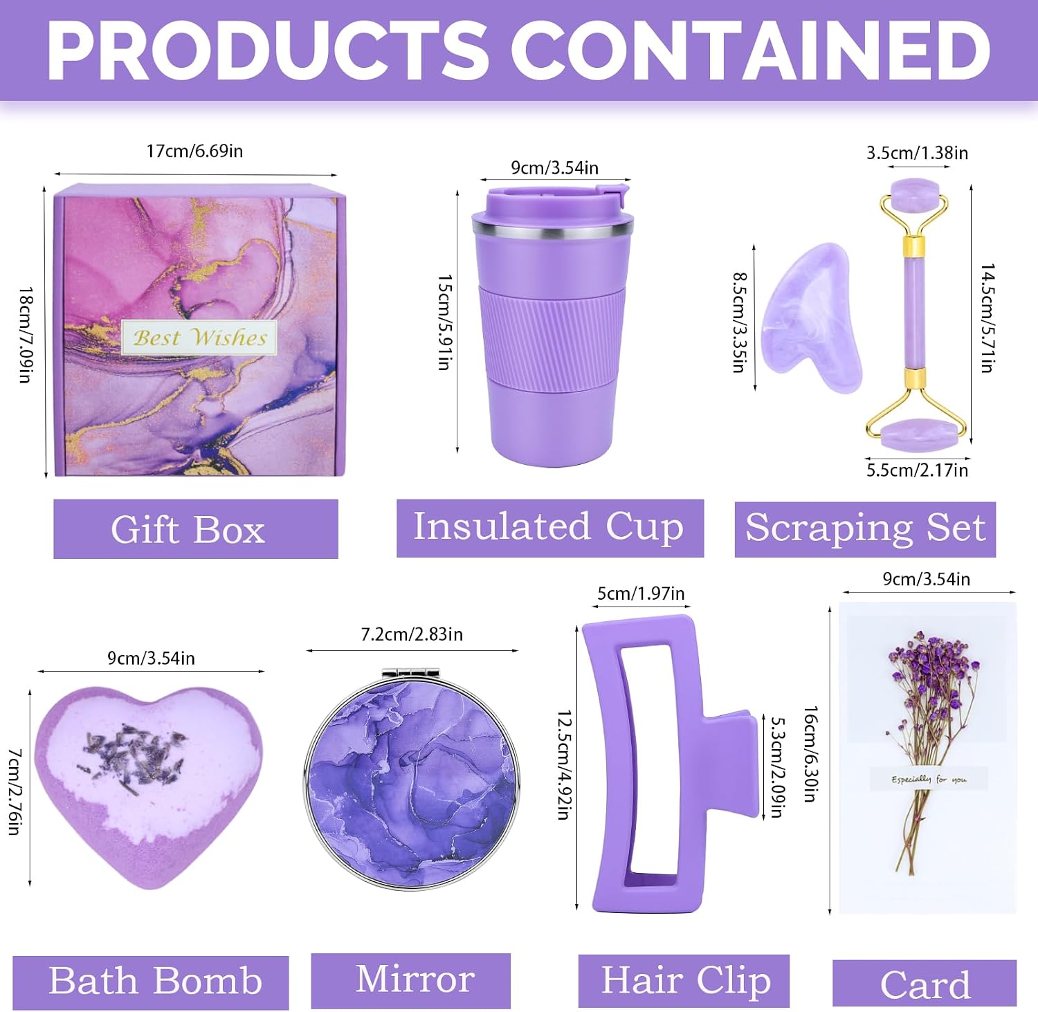 Arawat Purple Birthday Gifts for Women - Sister, Best Friend, Mom - 30th, 40th, 50th, 60th - Relaxing Spa Gift Basket