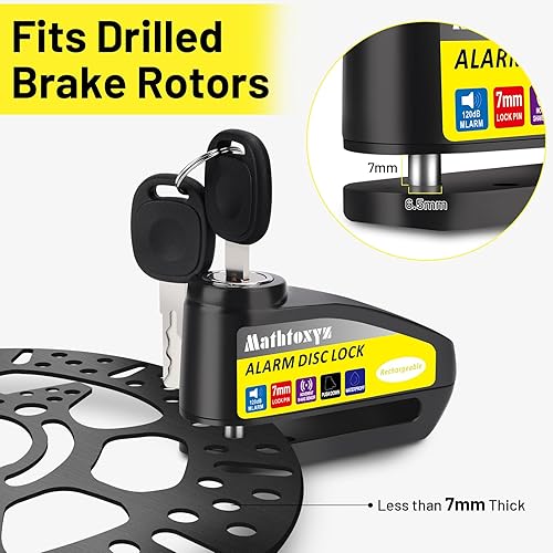 Miniatura 4 de Cerradura de motocicleta recargable, 120 dB, bloqueo de disco de alarma antirrobo, bloqueo de disco de seguridad, impermeable, con cable de
