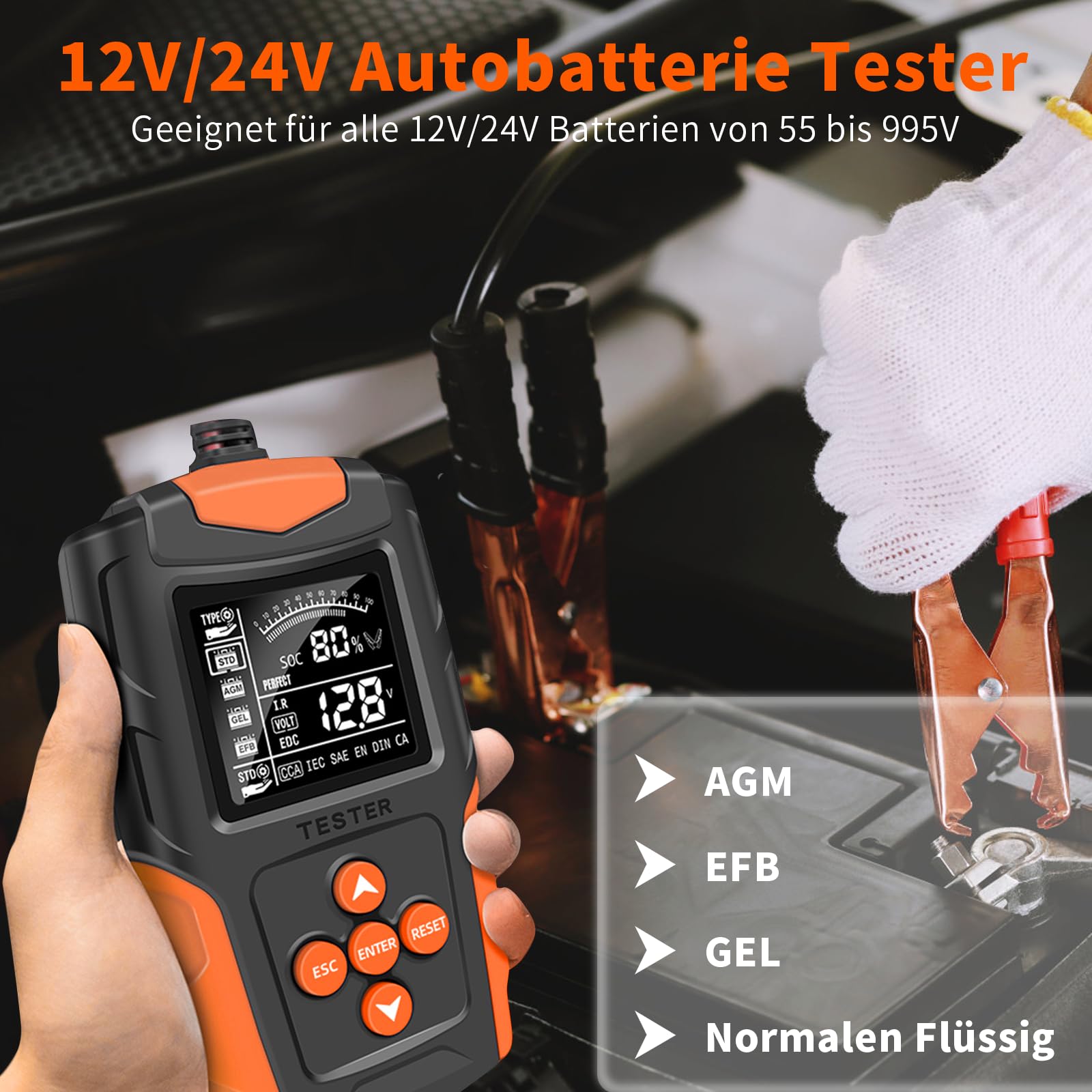 Tester akumulatora samochodowego 12 V/24 V cyfrowy analizator alternatora narzędzie testowe