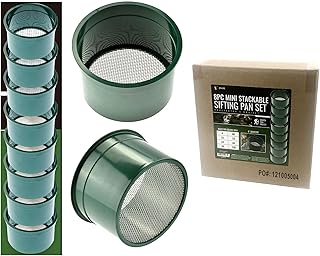 SE 6-Inch 8-Piece Mini Stackable Sifting Pan Set - Assorted Mesh Sizes for Prospecting, Sieving Soil, Pellets, Minerals and More