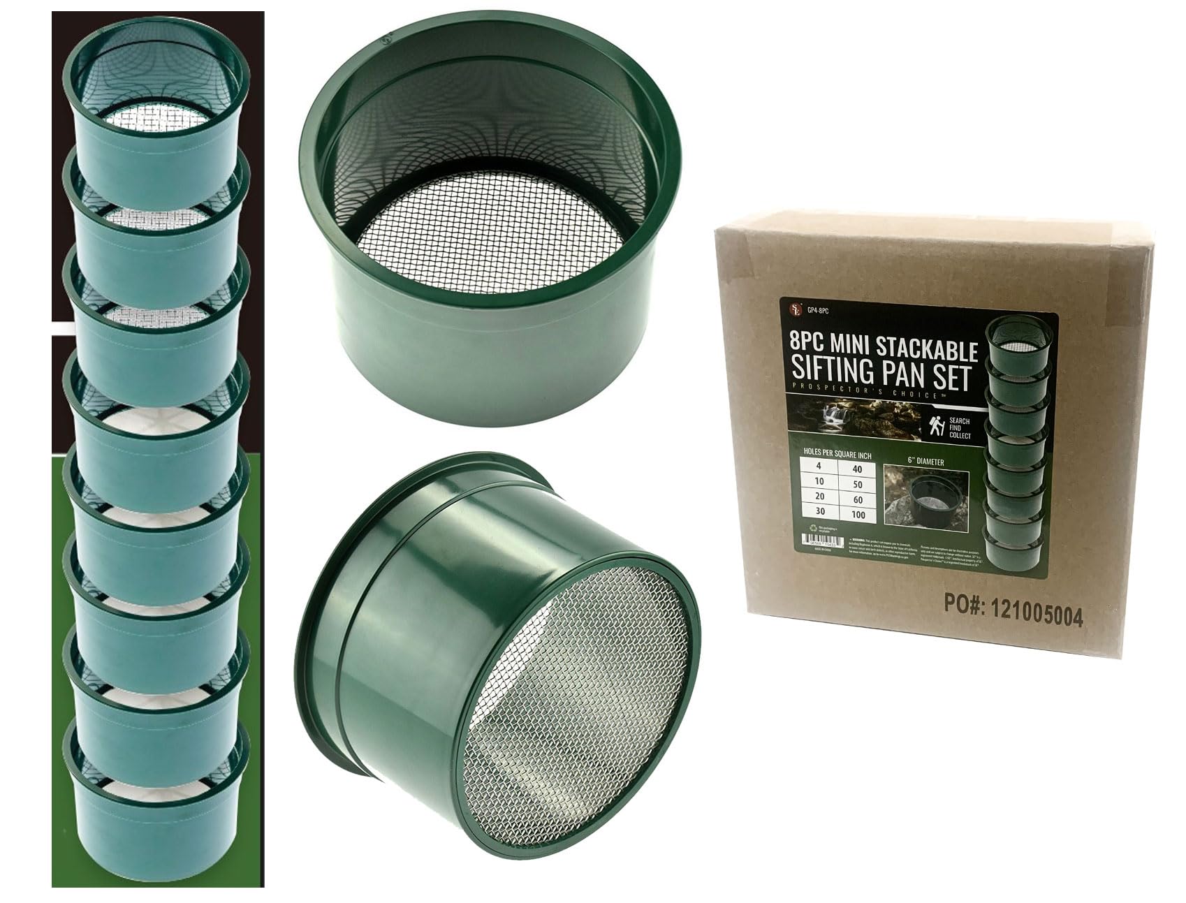 EISCO 6-Piece Stackable Sieve Set - 7 Inch Science Sieves With Mesh Screens For Classroom & Outdoor Use