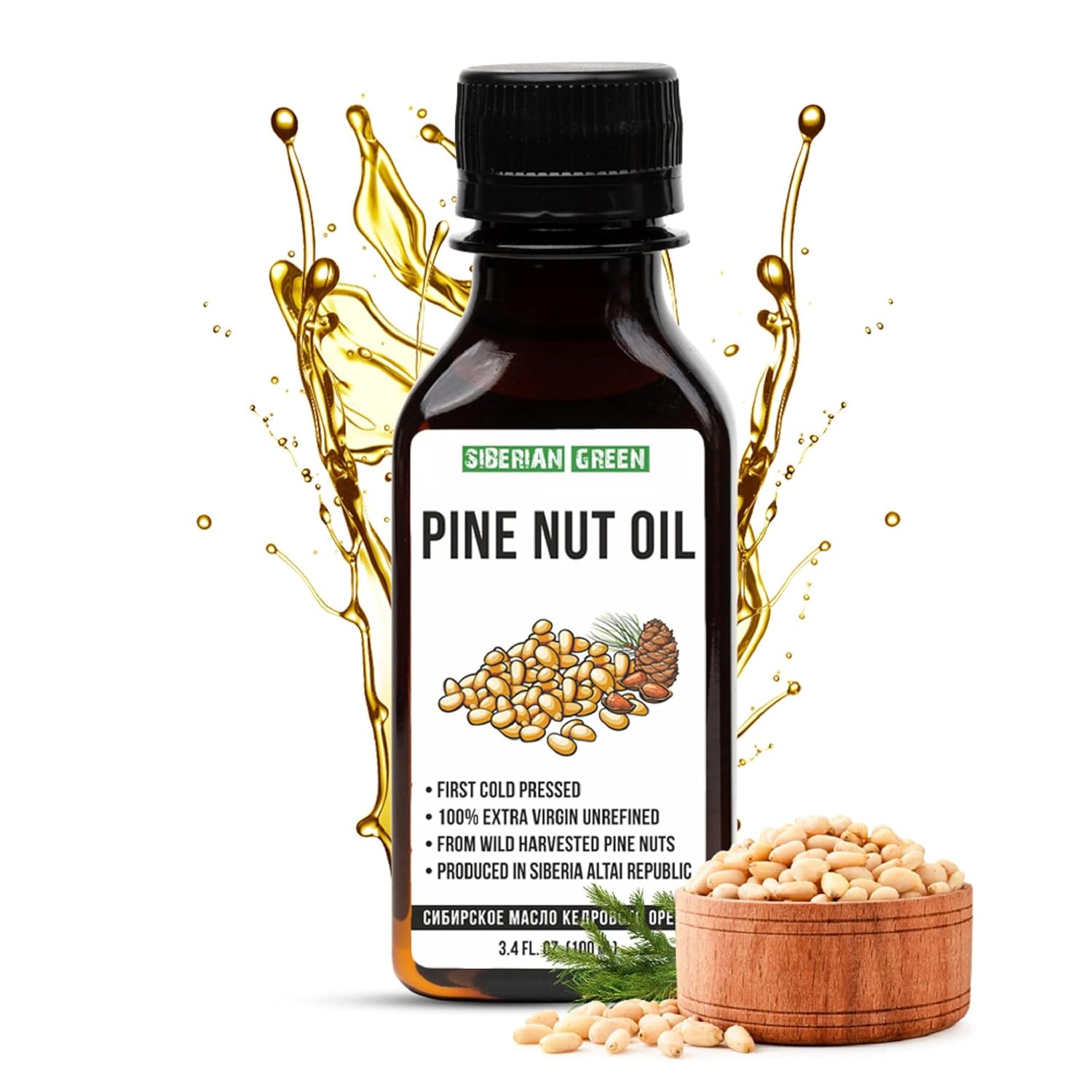 Siberian Pine Nut Oil 100 Natural Extra Virgin Cold Pressed 100 ml
