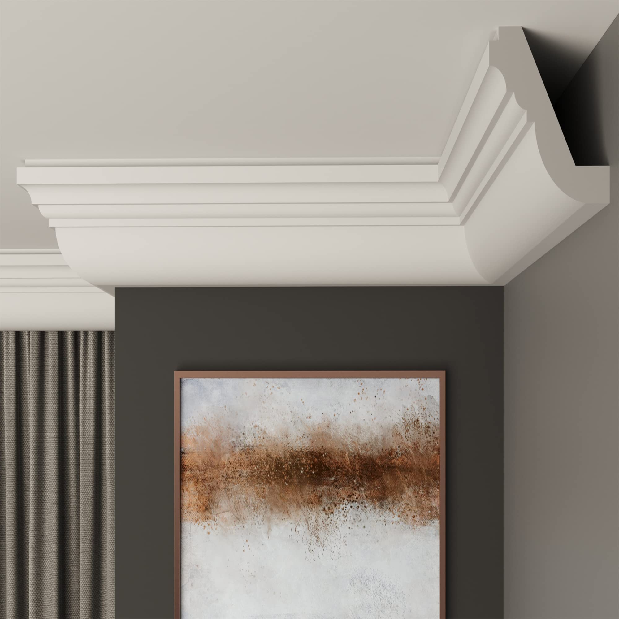 FAST DECOR Decorative Coving for Ceilings, Premium Extruded Polystyrene Cornice Coving, Lightweight Ceiling Moulding Trim, Flexible and Durable Ceiling Cornice Trim (CS19, 10M (5 Length))