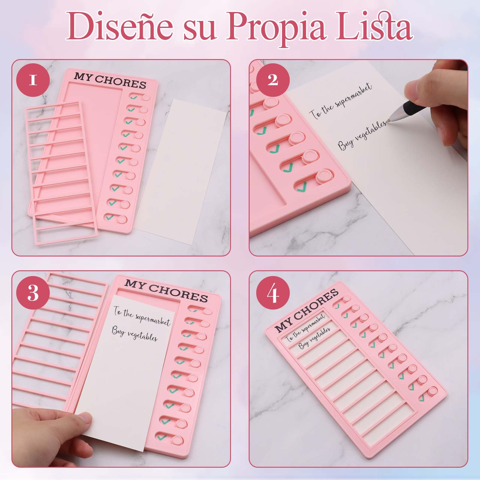 ZOCONE 4 Piezas Tabla de Planificación, My Chores Tablero de Lista de Verificación de Notas con 20 Cartulinas, Tareas Planificador Niños Desmontable Tabla de Tareas para Niños para Viajes Casa Oficina