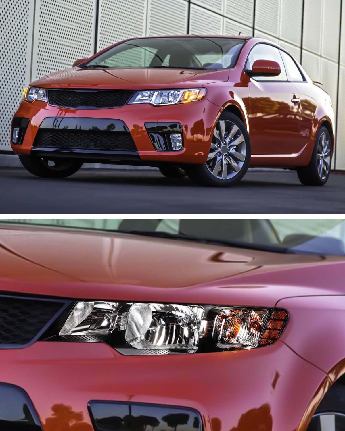 LSAILON Headlight Assembly Fit For Kia Forte 2010-2013 For Kia Forte Koup 2010-2013 Black Housing Clear Lens Driver and Passenger Side 921011M230 KI2502141
