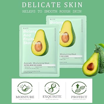 Face Masks Skincare, 6 Sheet Face Mask Set with Organic Fruit Extracts and Plant Based Formula, Hydrating, Soothing and Nourishing for Girls