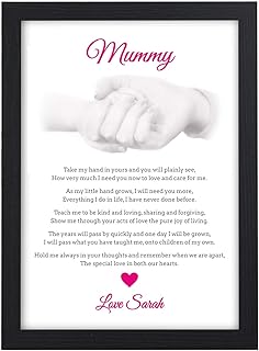 PERSONALISED Christmas Gifts for Mummy Mum Nanny Granny Auntie Xmas Presents - PERSONALISED with ANY NAME and ANY RECIPIENT - Black or White Framed A5, A4, A3 Prints or 18mm Wooden Blocks