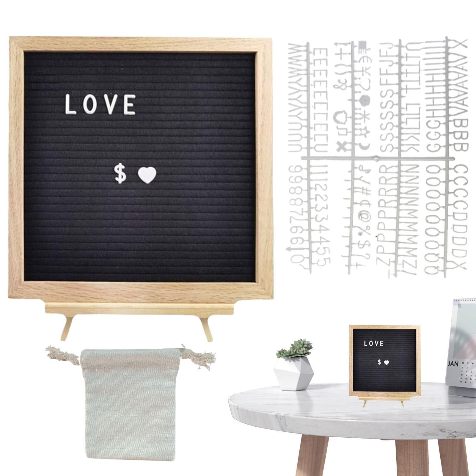 Tableau de messages feutrine ardoise bois pour école et fêtes - 8