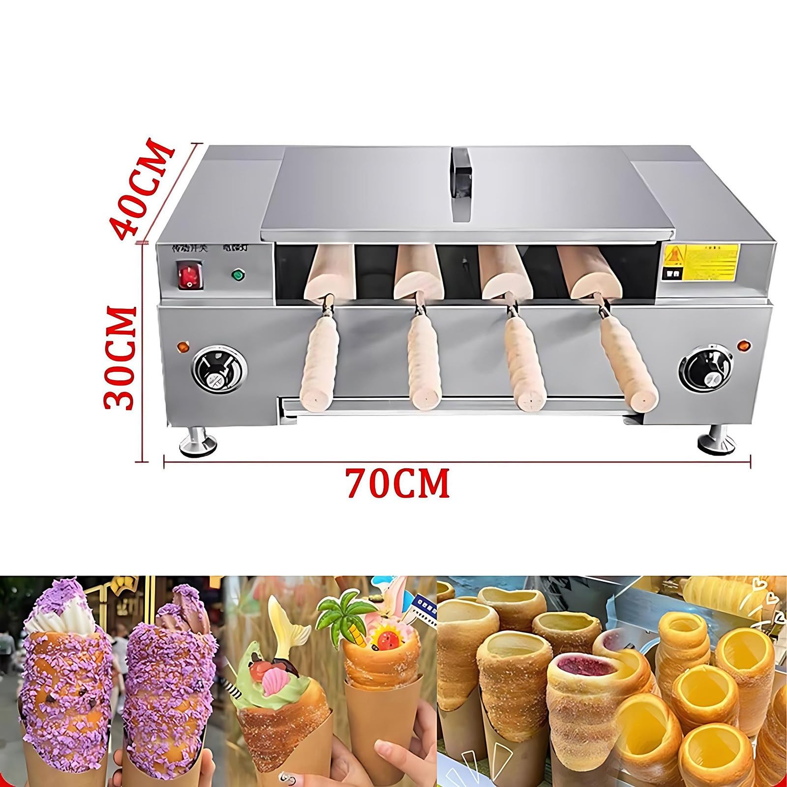 Forno a Camino per Torte, Macchina elettrica per Kurtos Kalacs, tostapane a Camino da 3000 W per Toast, Coni Gelato, Preparazione di Waffle (Knob)