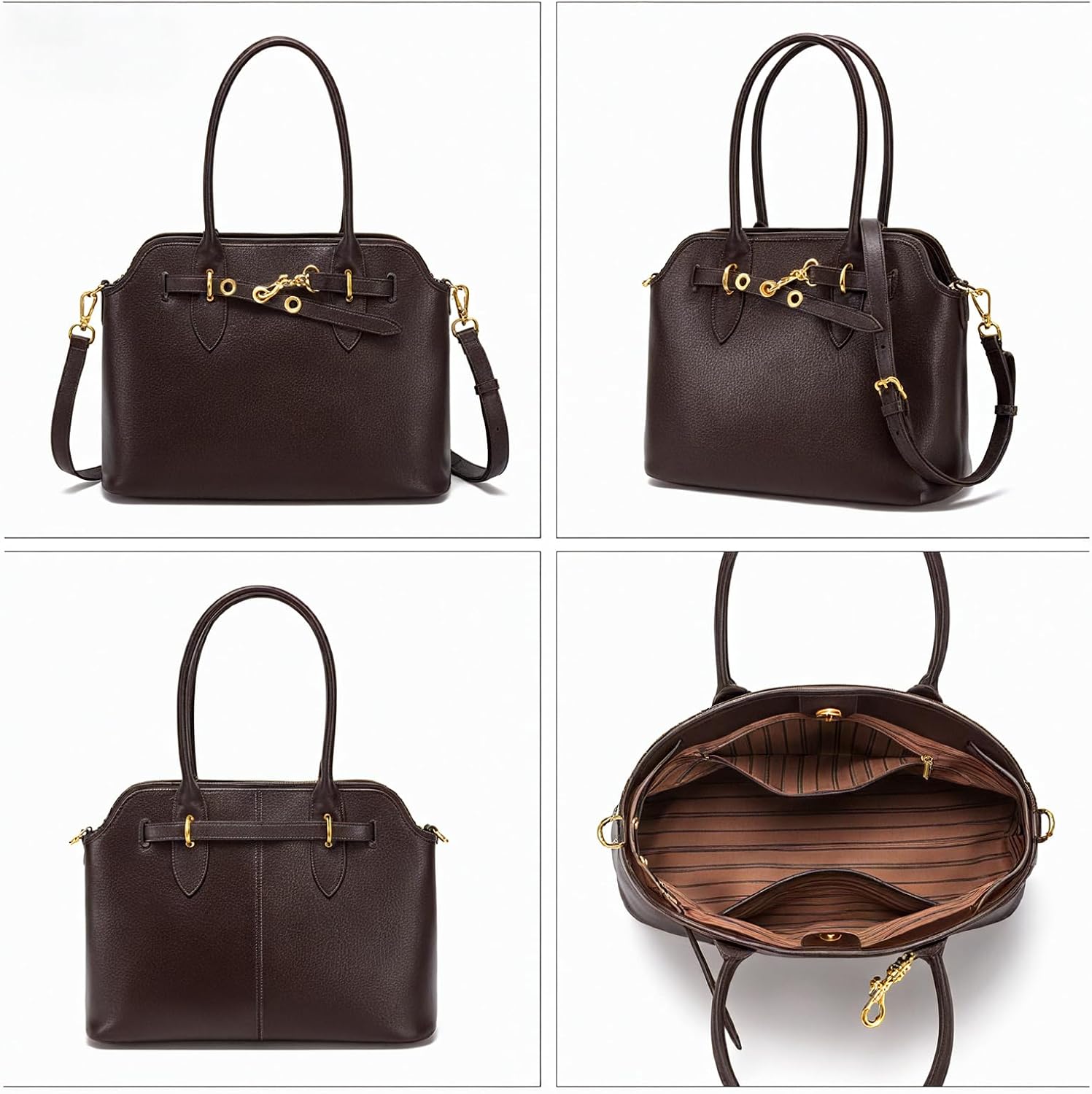 Small Genuine Leather Crossbody Bags for Women Top Handle Satchel Shoulder Purse Handbags - Image 3