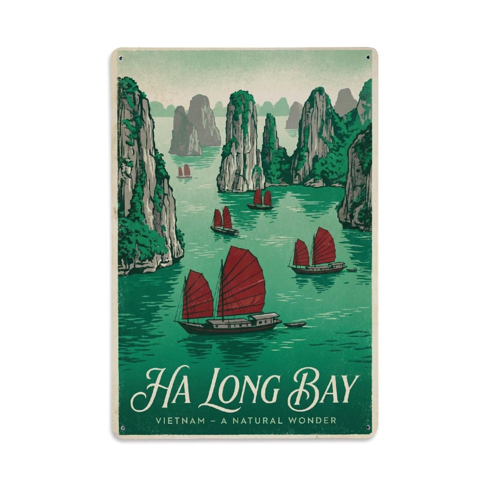 Huiyhb 8X12inch(20X30cm) Vietnam Ha Long Bay Vintage Metal Tin Sign