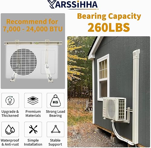 Miniatura 3 de Yarssihha Mini soporte de montaje en pared dividido para bombas de calor universales de aire acondicionado sin conductos de 7000-24000 BTU, soporte