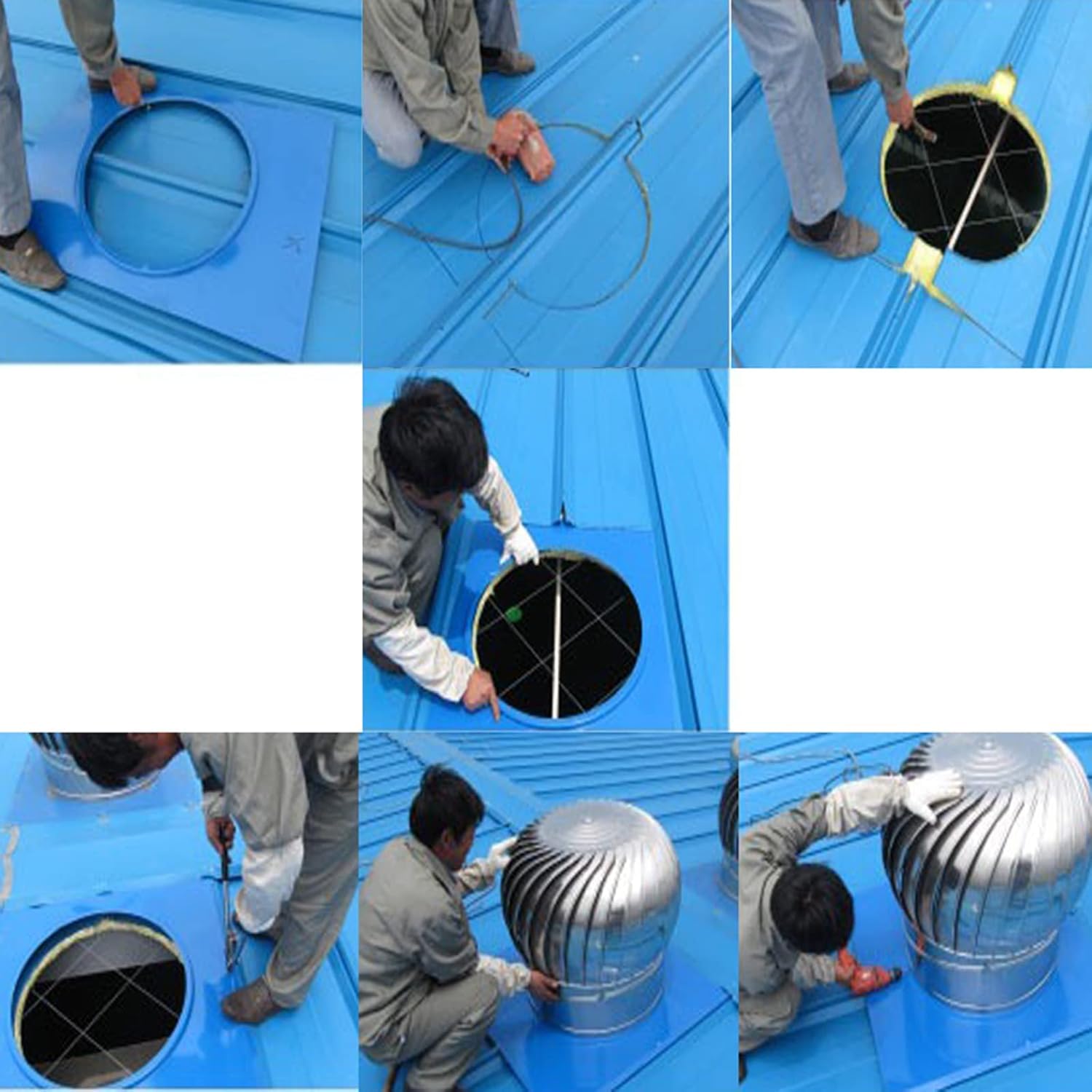 Sombrerete de Chimenea Giratorio con Ventilador de turbina contra Corrientes de Aire, sombrerete de extracción Regulable, Extractor para Chimenea, Cubierta de Campana de Chimenea giratoria con ventil
