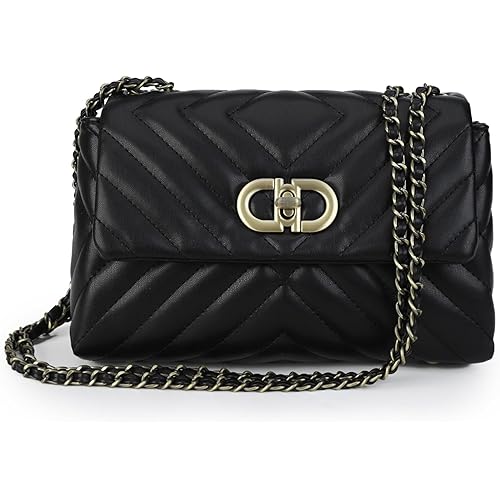 GLITZALL Small Quilted Crossbody Bag for Women Trendy Designer Shoulder Purse and Handbags with Chain Strap