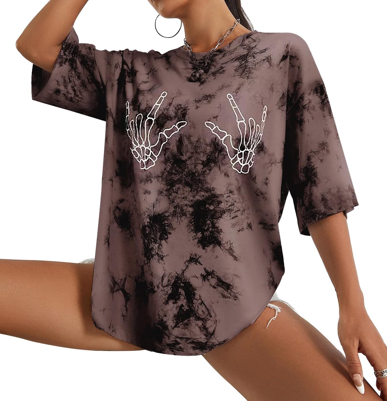 Avanova Women Graphic Oversized T-Shirt Short Sleeve Letter Print Loose Tee Top - Image 5