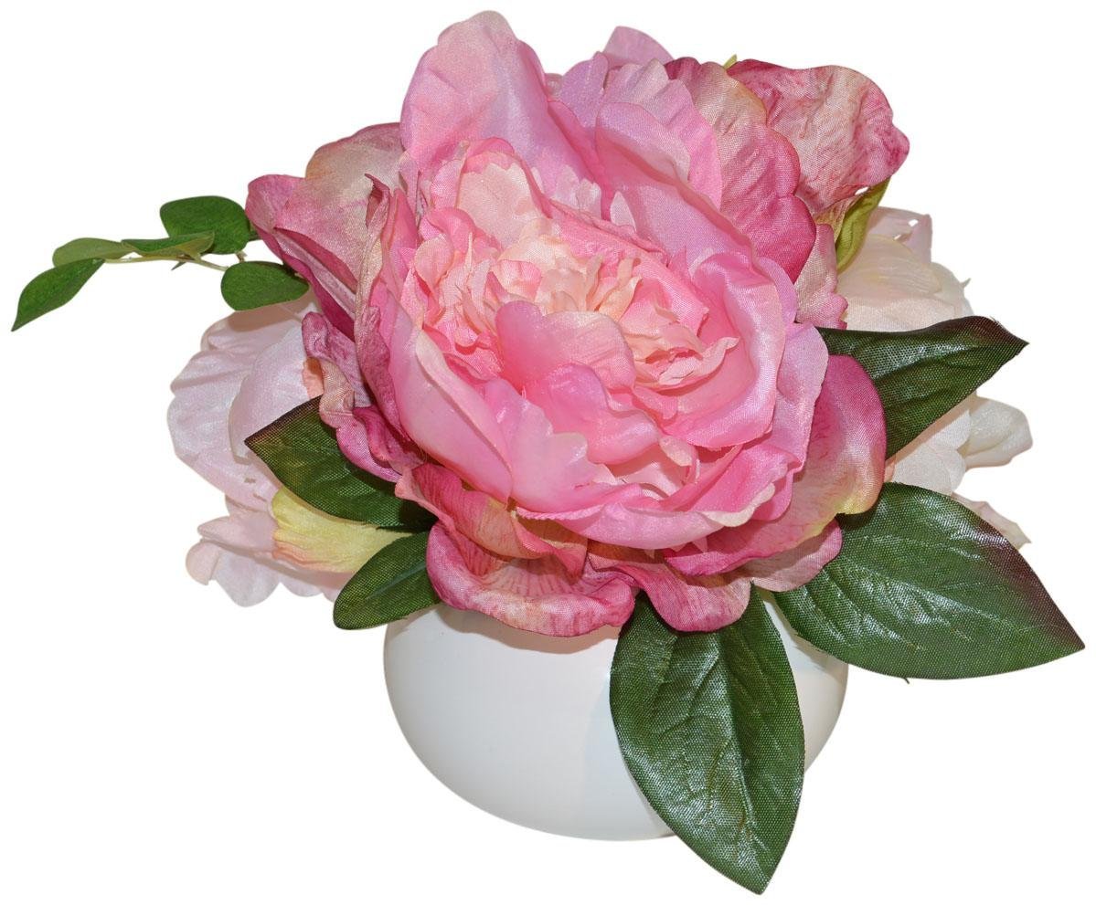 Peonies in a White Vase-Pink