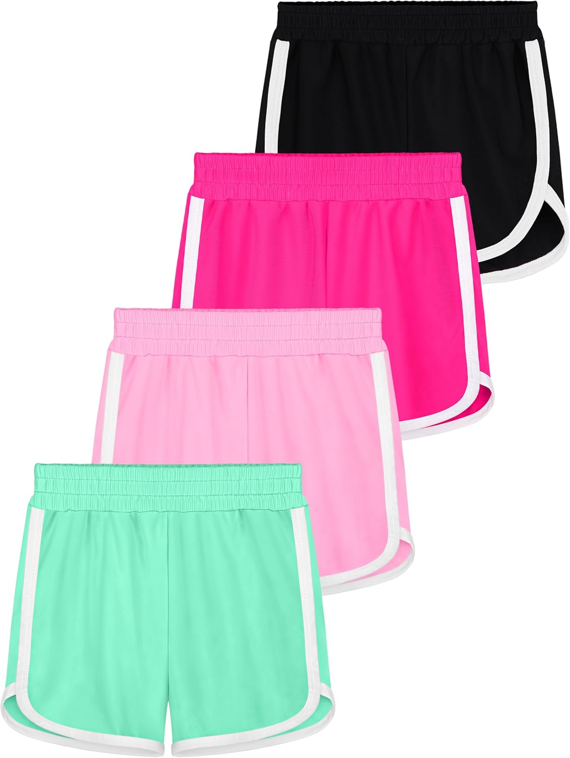 Resinta 4 Packs Toddler Girls Soccer Shorts Toddler Athletic Performance Shorts Dolphin Gym Shorts