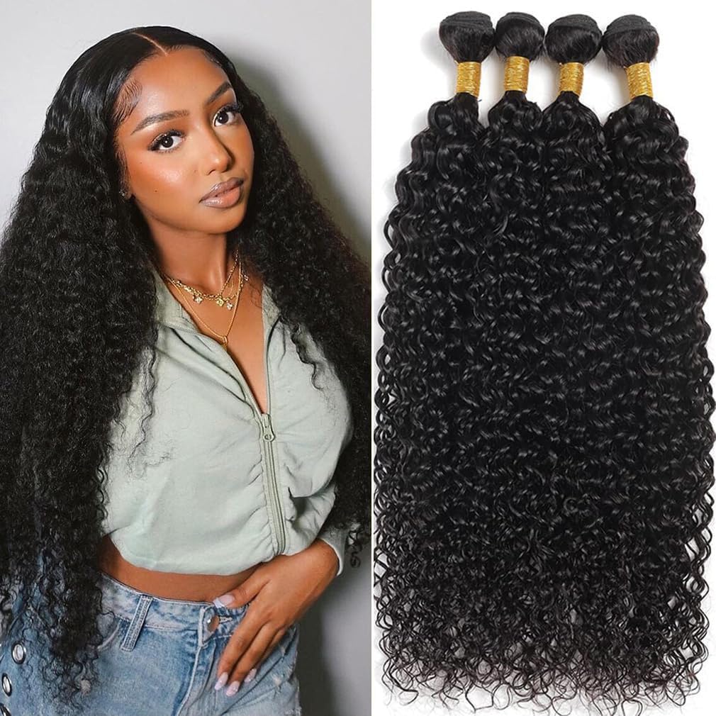 Quick Weave Water Wave Human Hair Bundles 24 24 24 24 Inch Wet and Wavy Bundles 100% Unprocessed Brazilian Virgin Water Wave Bundles Human Hair Remy
