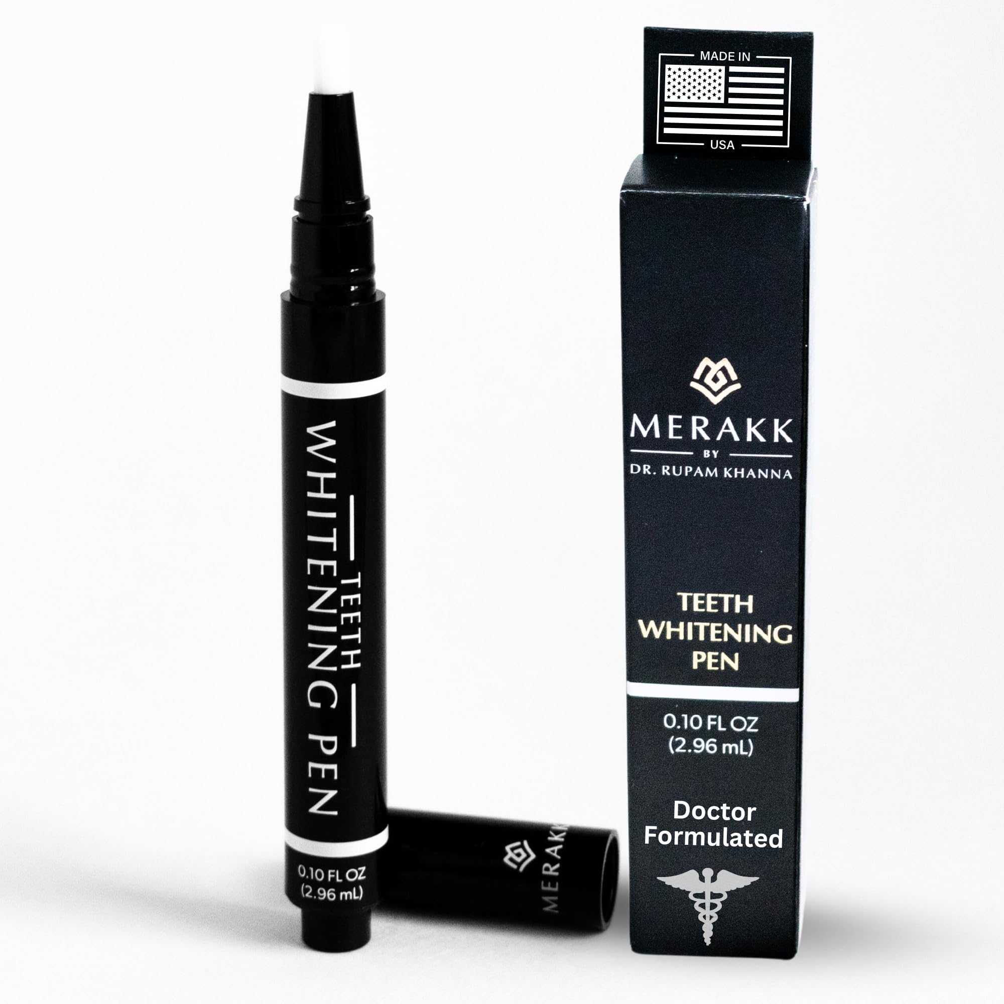 MERAKK Teeth Whitening Pen for Sensitive Teeth - Made in USA - Doctor Formulated Carbamide Peroxide Gel with