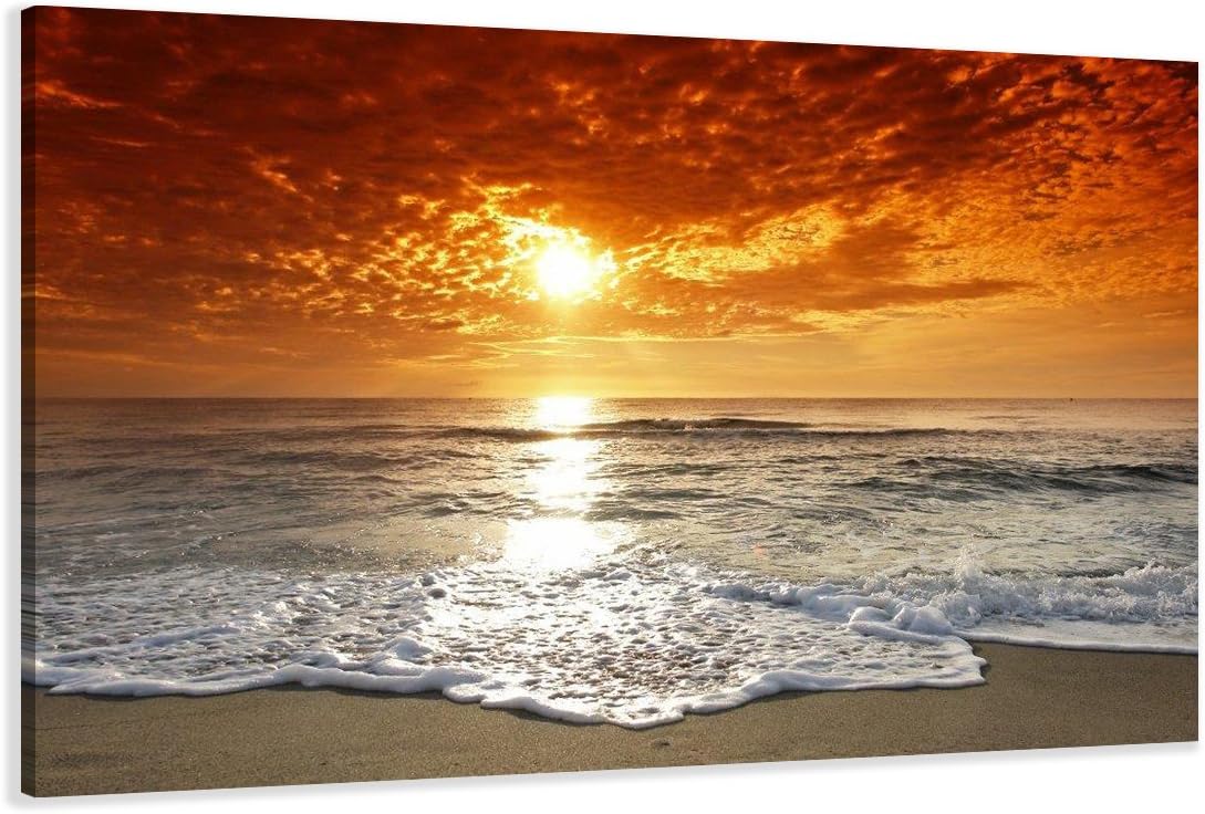 Strandbild Leinwanddruck - Meereslandschaft Kunstwerk Im Format 12x12x4 Zoll, Ungerahmt