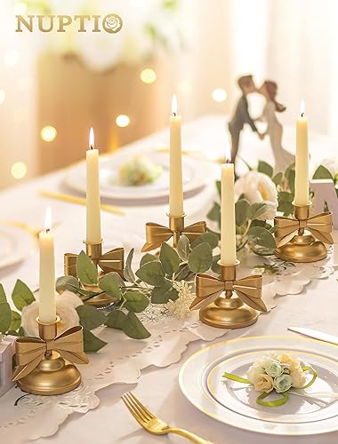 Miniatura 3 de NUPTIO Portavelas cónicos de arco juego de 2 portavelas dorados, portavelas de metal para el hogar, Navidad, boda, mesa, centro de mesa, decoración