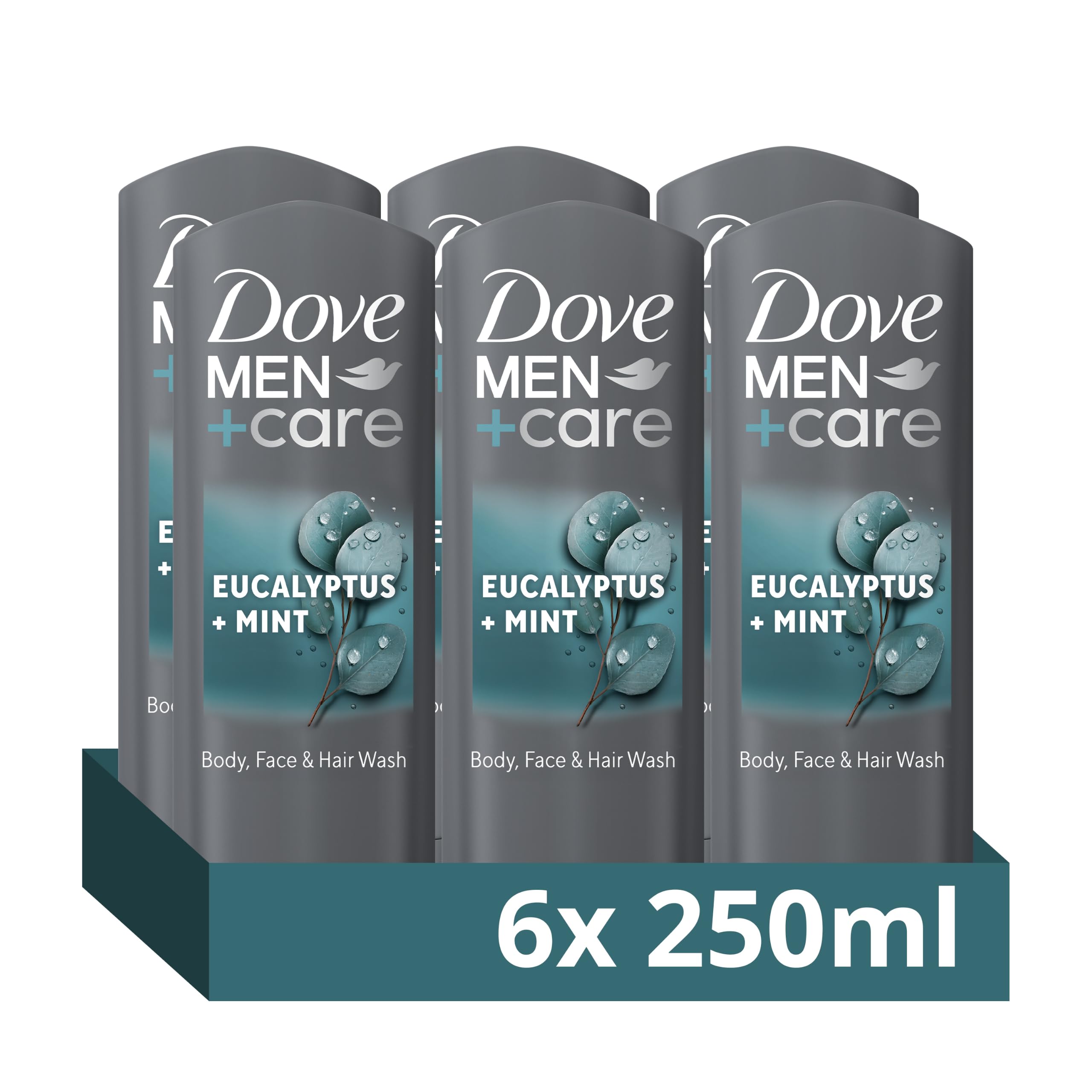 Dove Men+Care Eucalyptus + Mint 3-in-1 Hair, Face and Body Wash 6x 250 ml