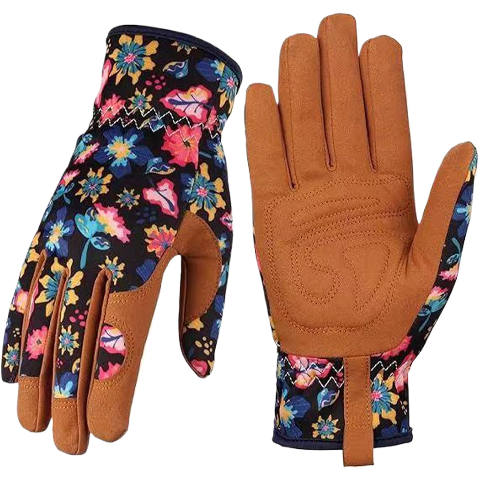 Beahing Women's Style2 Gardening Weeding Working Gloves, Leather Garden Glove High-Dexterity Thorn Proof For Digging Planting Pruning
