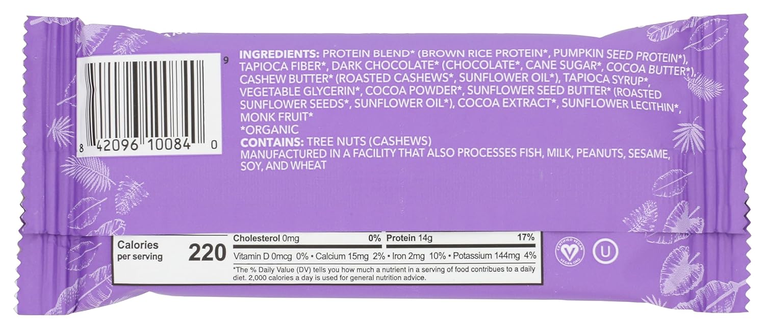 Aloha Chocolate Fudge Brownie Protein Bar, Plant Based, Non GMO, 1.98 Ounces (Pack Of 12)