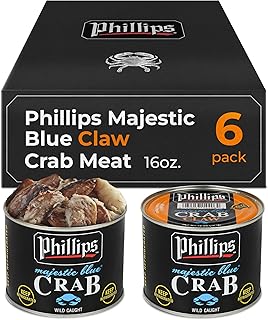 Majestic Blue Claw Crab Meat 16oz Can, 6 Pack – Wild Caught Claw Crabmeat, Fully Cooked Crabmeat, Pasteurized Brown Meat for Seafood Dishes, Crab Soups, Hot Dips, Casseroles