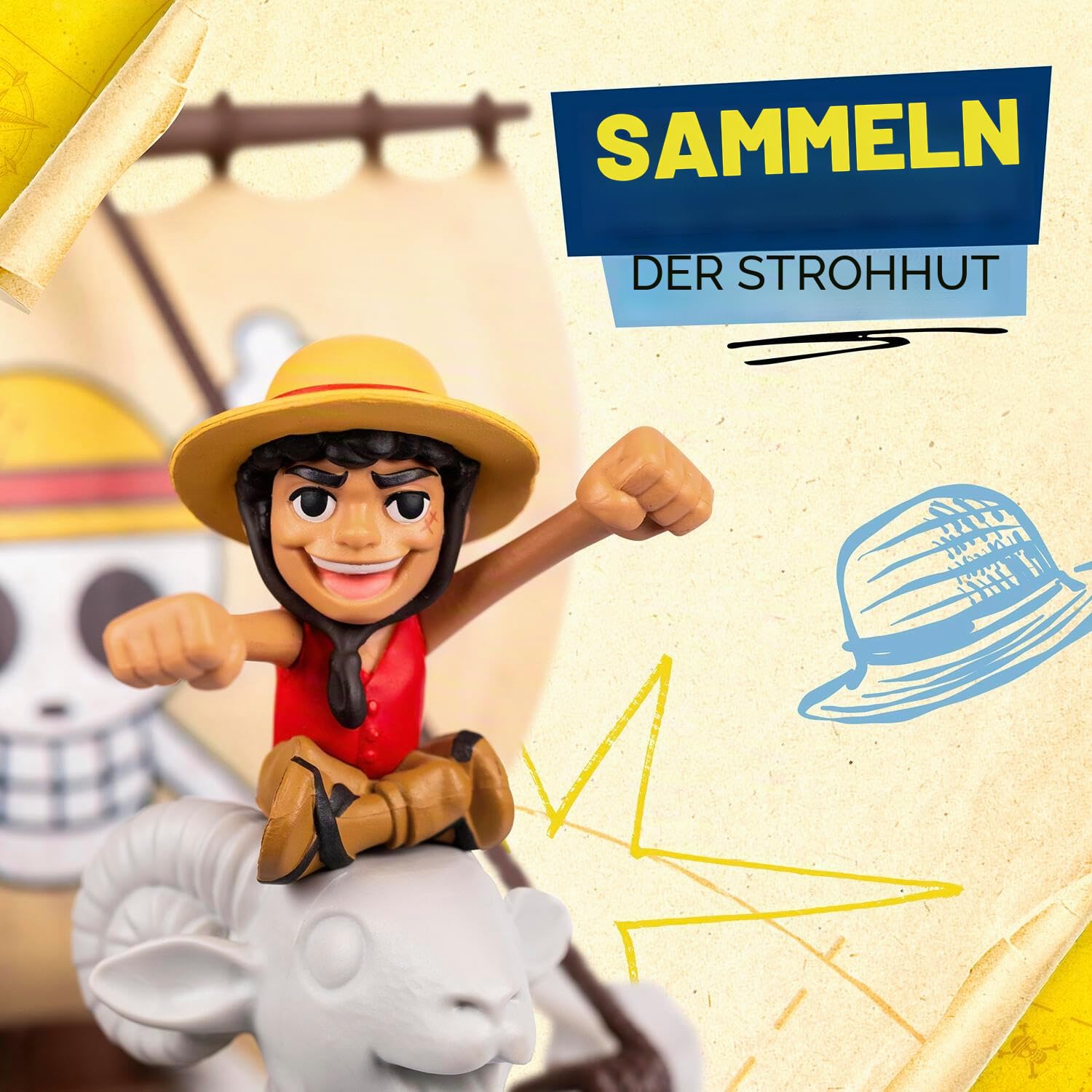One Piece Deluxe-Sammlerschiff Flying Lamb, 24,13 cm, detailgenaues Design zum Spielen und Präsentieren, enthält Exklusive Ruffy-Actionfigur