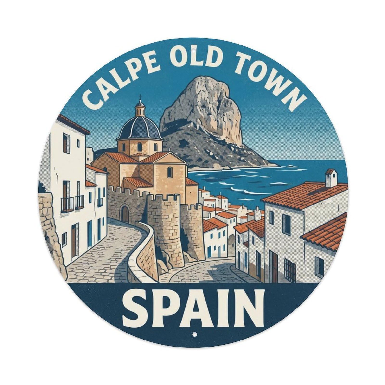 Alicante Calpe Old Town Spain Landmark Travel Metal Tin Sign
