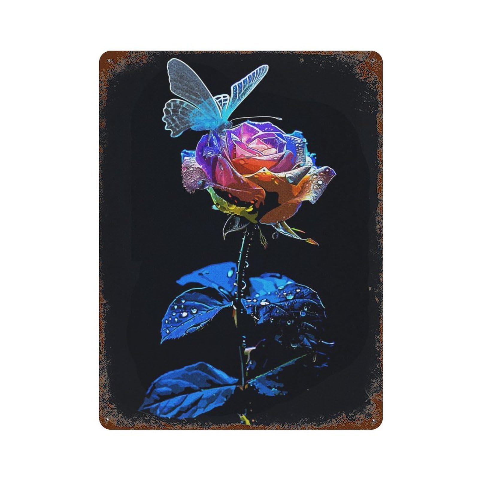 Natural Flowers Distressed Metal Wall Sign 15.7"x11.8", Rustic Home Decor for Farmhouse, Kitchen And Entryway Decor