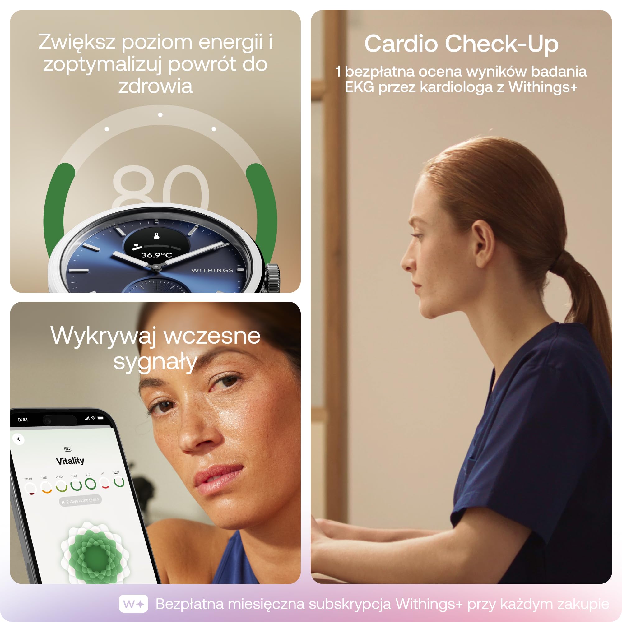 Withings ScanWatch 2 Zdrowie Smart Watch dla kobiet i mężczyzn, EKG, SpO2, temperatura, monitorowanie snu, zdrowie oddychania, wodoodporny, 30-dniowa bateria, Android i iOS