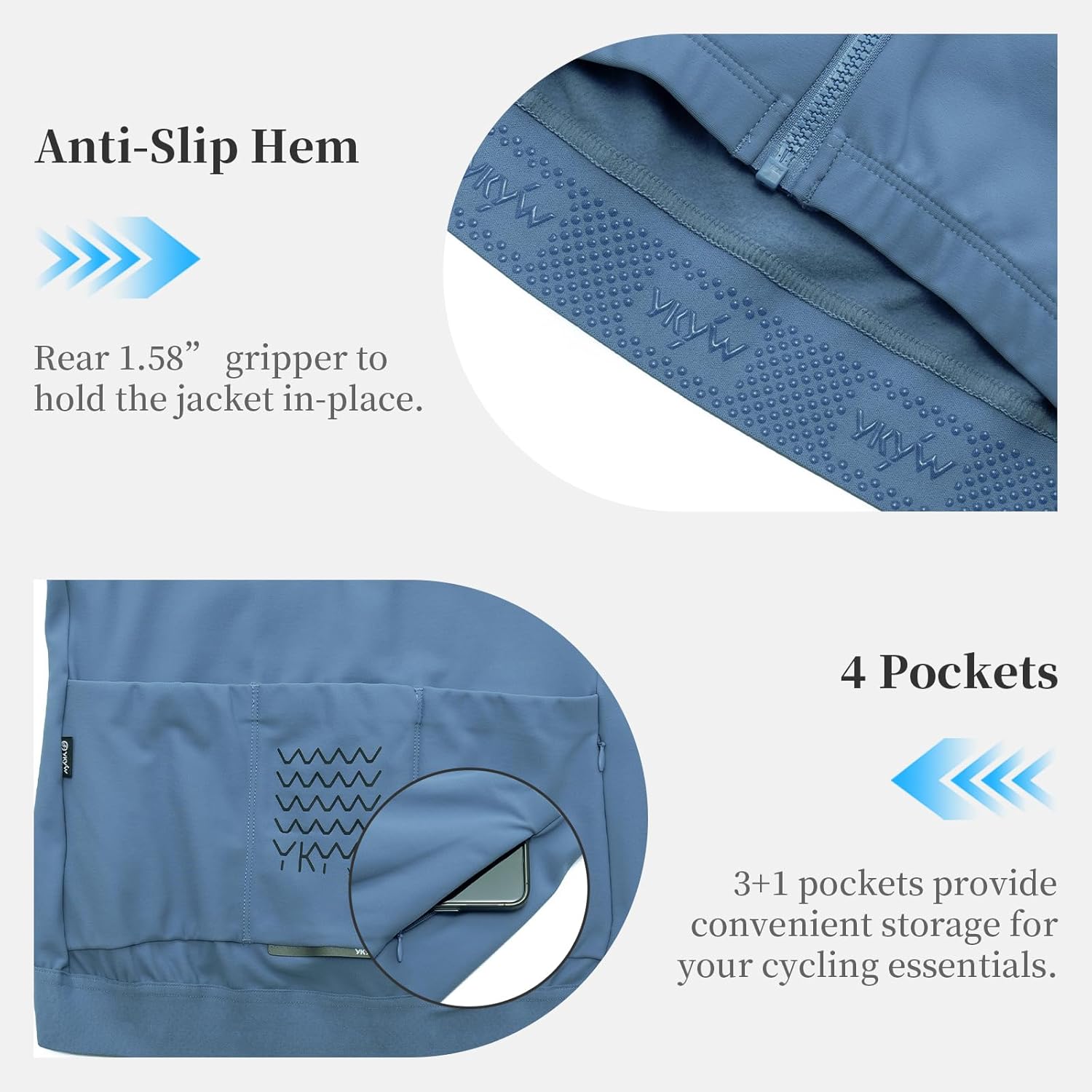 YKYWBIKE Cycling Jackets for Men,Winter Thermal Bike Jacket,Long Sleeve Cycling Jersey men,Cold Weather Biking Jacket - Image 6