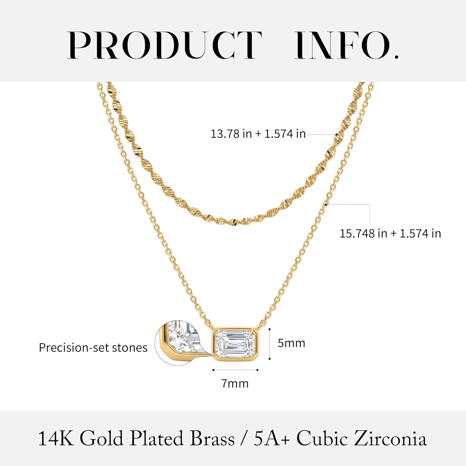 TONTMY STUDIOS Layered Gold Necklace for Women 14K Gold Plated Small Dainty CZ Pendant Layering Gold Necklaces Set Simple Chain Choker Necklace Trendy Jewelry for Women Gifts - Image 7