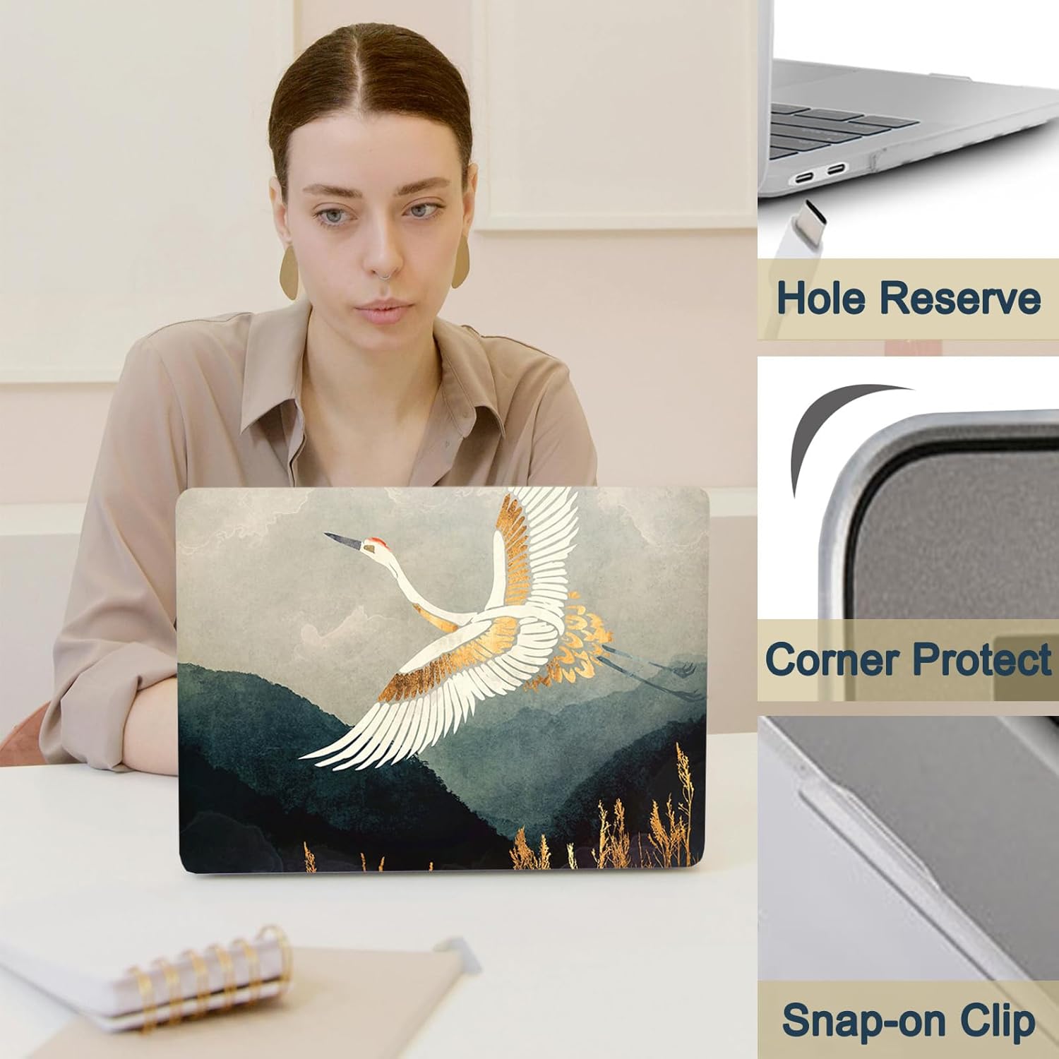 Compatible with New MacBook Air 13 inch Case 2025 2024 2022 M4 A3240 M3 A3113 M2 A2681,Plastic Laptop Case Hard Shell & Keyboard Cover for MacBook Air 13.6",Forest Bird