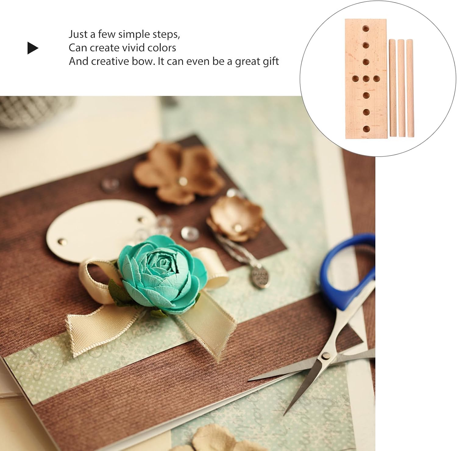 Housoutil Wooden Bowknot Maker 8X8Cm Bow Maker Tool for Ribbon Holiday Wreaths Decorations Party Craft Supplies Wreath Fixing Device for DIY Bow Making