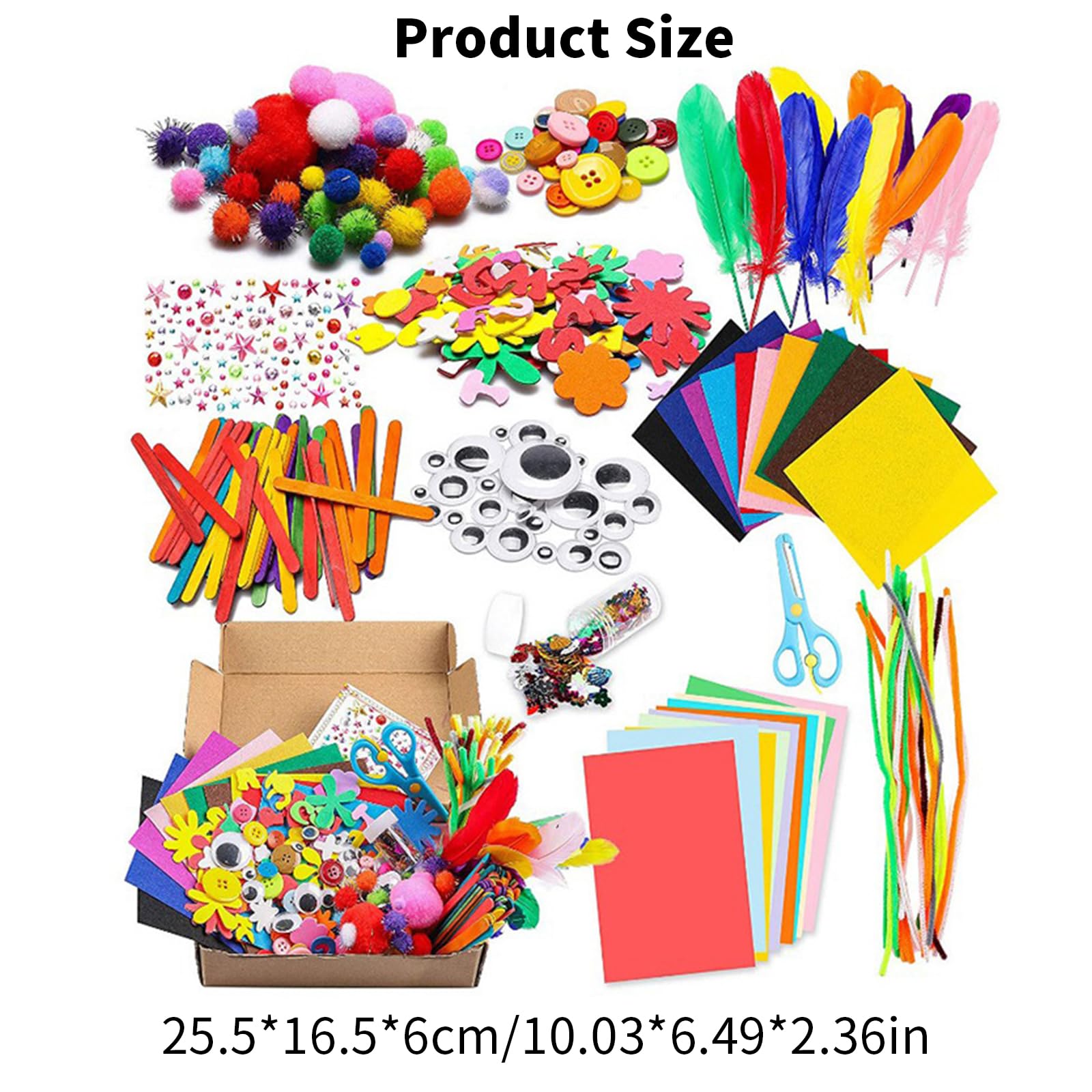 Lavoretti Creativi per Bambini, 1000+ Pezzi Kit Artigianali per Bambini,Arti e Mestieri per Bambini, DIY Art Craft Set con Piume, Paillettes, Pompon Lampeggianti Giocattoli per Bambini Bambina