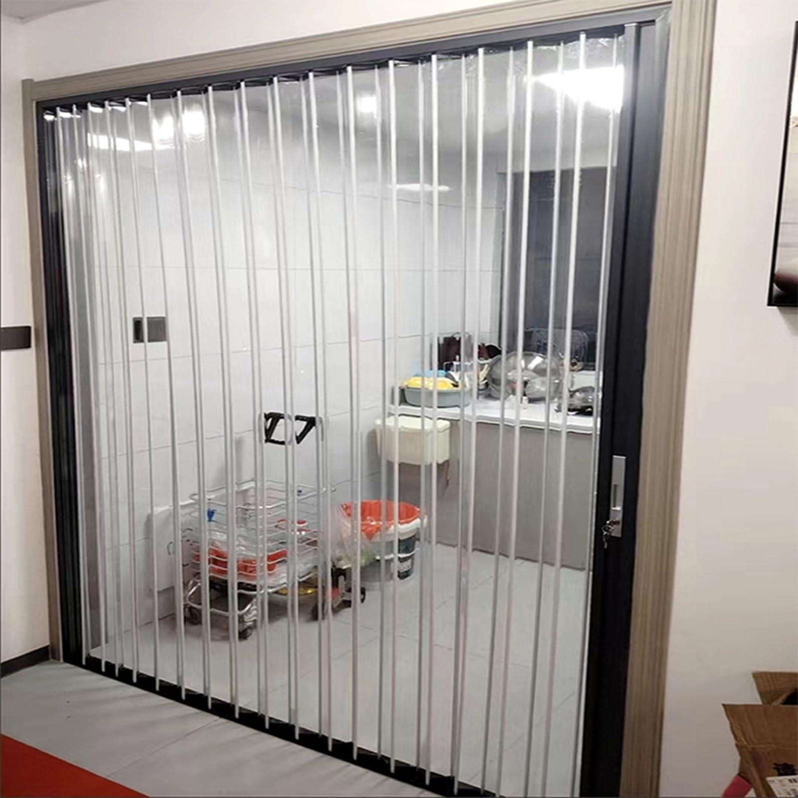 Drzwi aluminiowe premium z akrylem C, składane drzwi przesuwne HD do korytarzy, czarne, energooszczędne, 74 x 203 cm (29 x 80 cali)