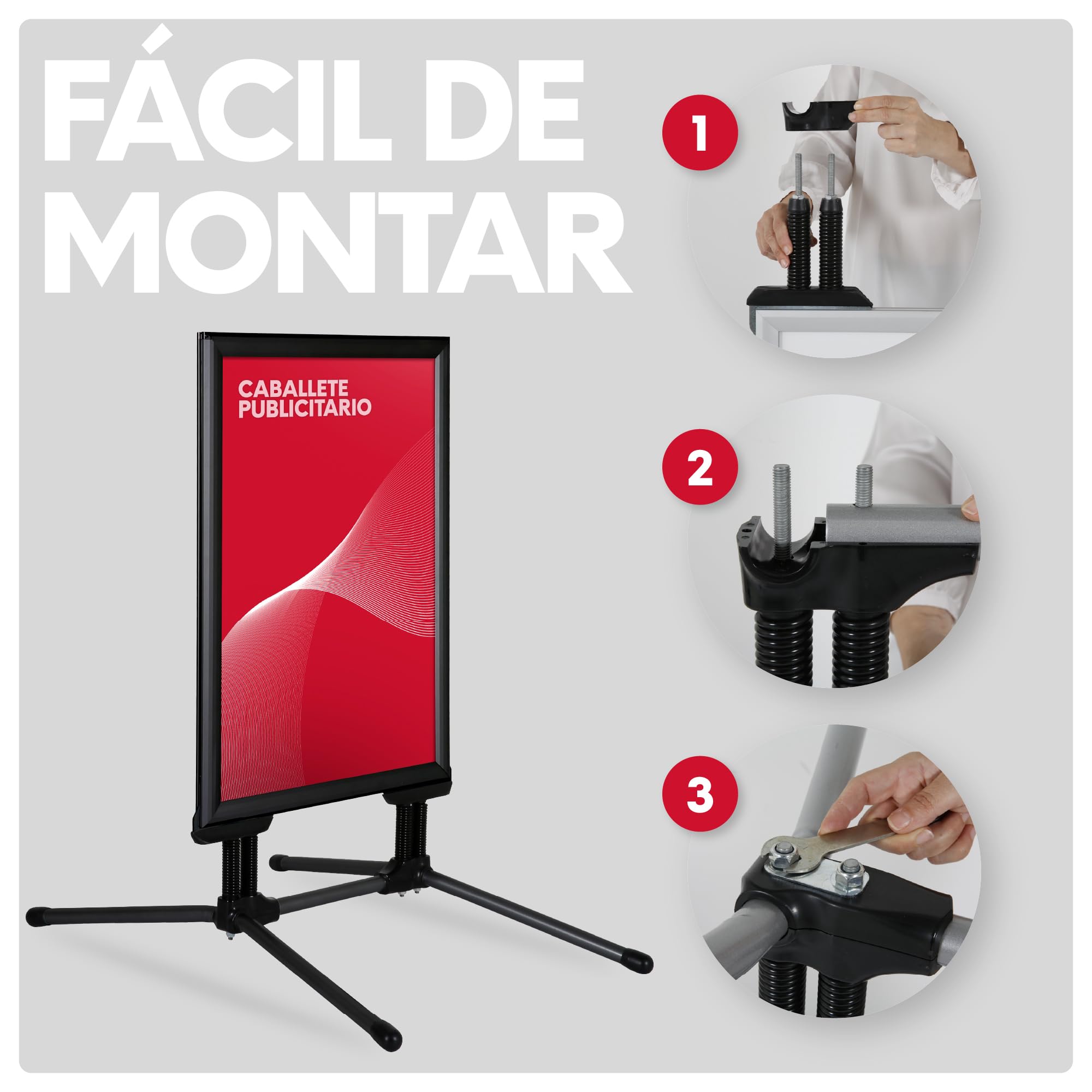 Expositor Publicitario Exterior con Patas | Marco de Aluminio de 44mm | Soporte Doble Cara | Expositor Publicitario Antideslumbrante para Anuncios en Exterior | A1, Negro