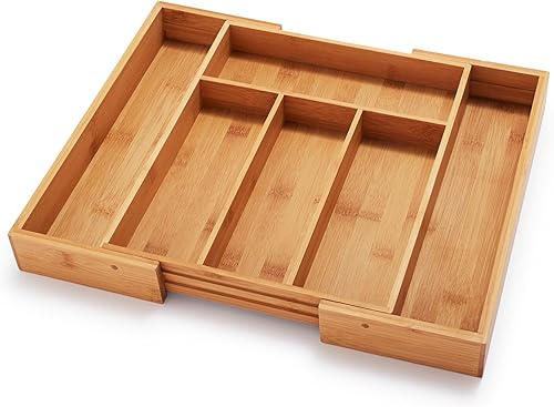 Miniatura 1 de Sur La Table Bandeja de cubiertos de bambú expandible, marrón