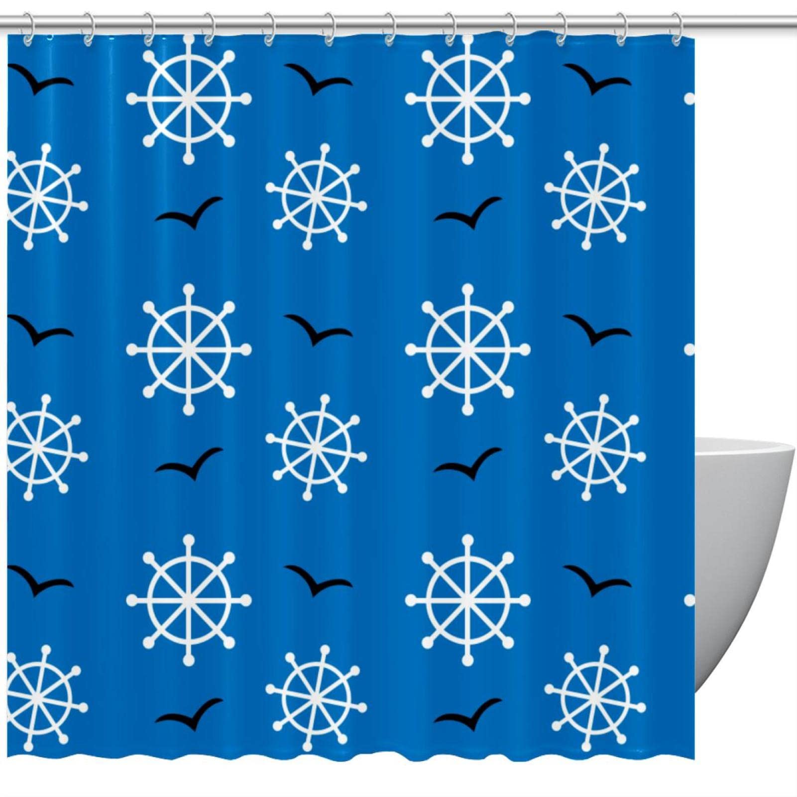 Rideau de douche bleu nautique imperméable 183x183 cm coloré Rudder